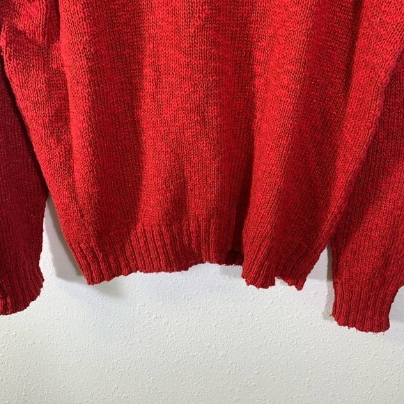 Chaps Womens Red & Metallic Cable knit Cotton Blend Sweater Size XL Christmas - Picture 2 of 8